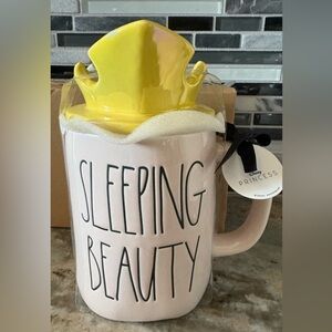 Rae Dunn Sleeping Beauty Mug with Yellow Crown Lid